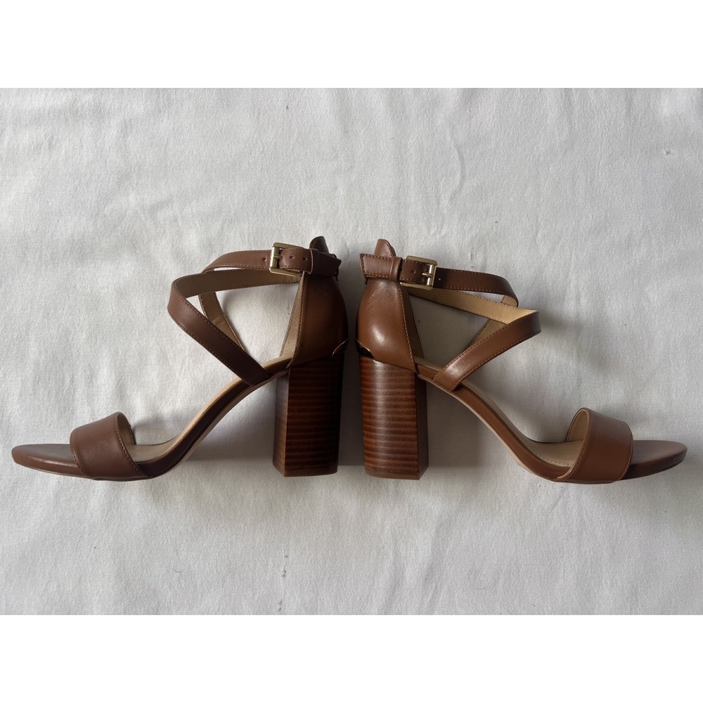 Michael Kors Size 8.5 Ava Patent Leather Crisscross Ankle Strap Stiletto Heels - Picture 2 of 7